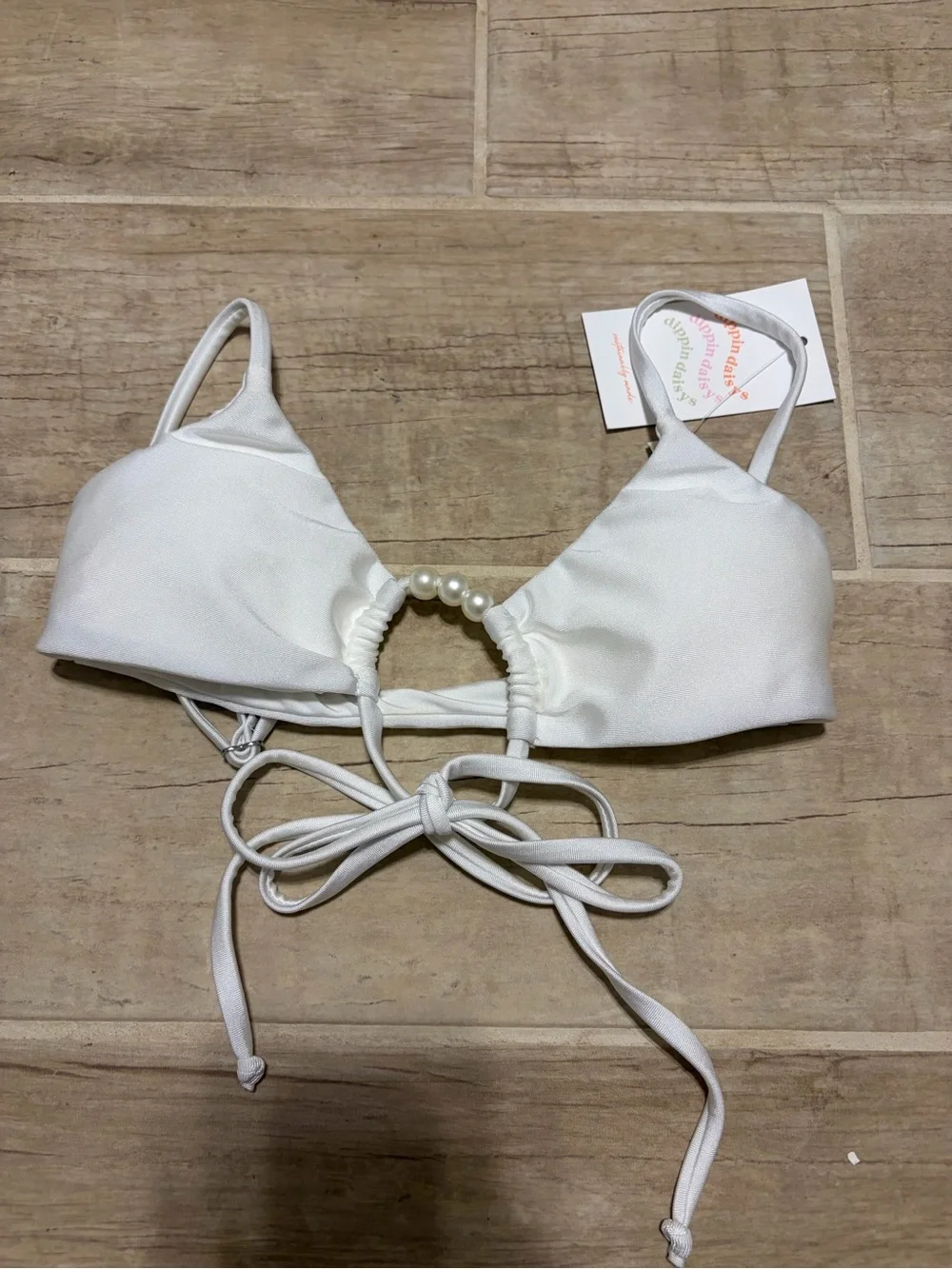 Dippin' Daisy's White Pearl-Tie Bikini Set